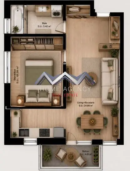 Apartament 2 camere Otopeni - bucătărie retrasă, parcare | preț final