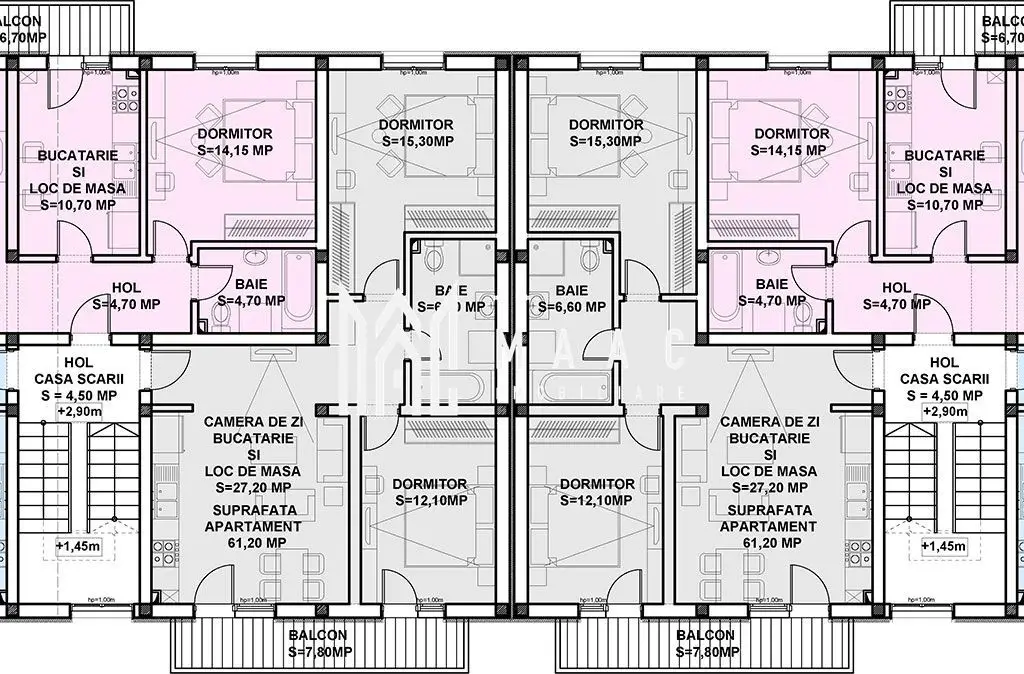Apartament 3 camere Sibiu | Mihai Viteazul | 61,2 mp, parter