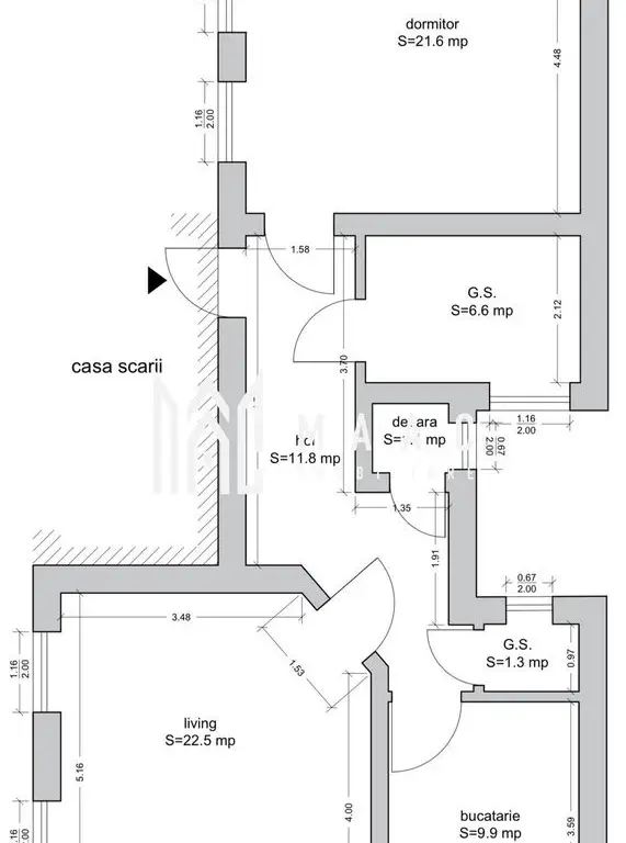 Apartament 2 camere DECOMANDAT 75 MPU Strada Rennes