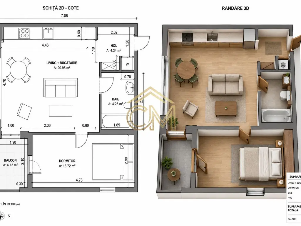 Apartament 2 Camere-43,30MPU-Parter-Terasa-Parcare