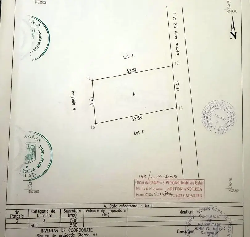 Loturi teren 590 mp - Vanatori, jud Galati, 43 mp negociabil