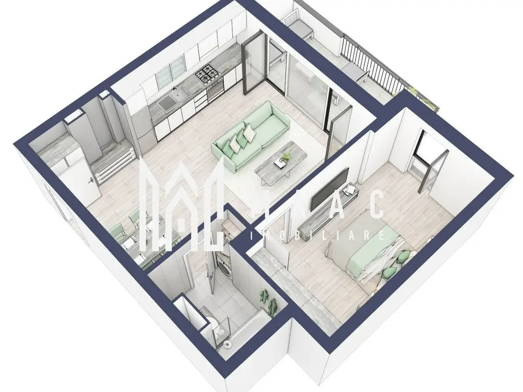 Apartament 2 camere | Etaj 3 | Balcon 10.7 mp | Turnisor