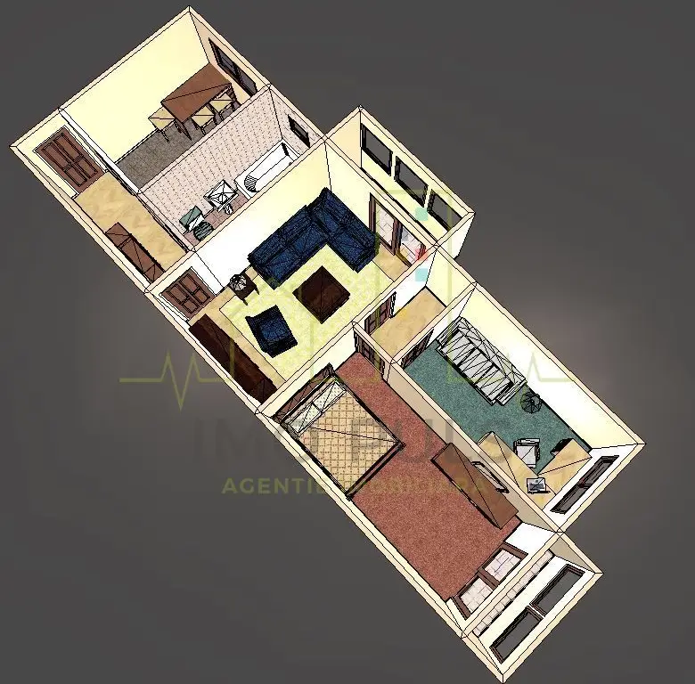 3 Camere. Centrala proprie.Bloc cu acoperis.