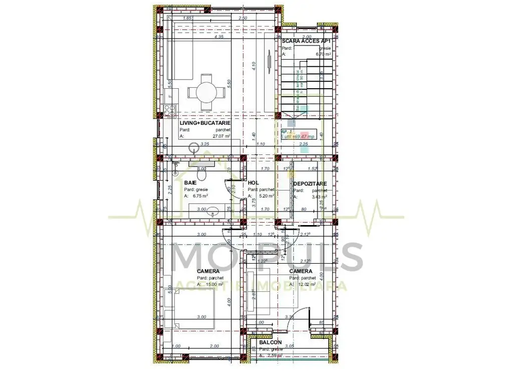 Apartament in Vila. Gradina proprie 150 mp. Terasa. 20.66