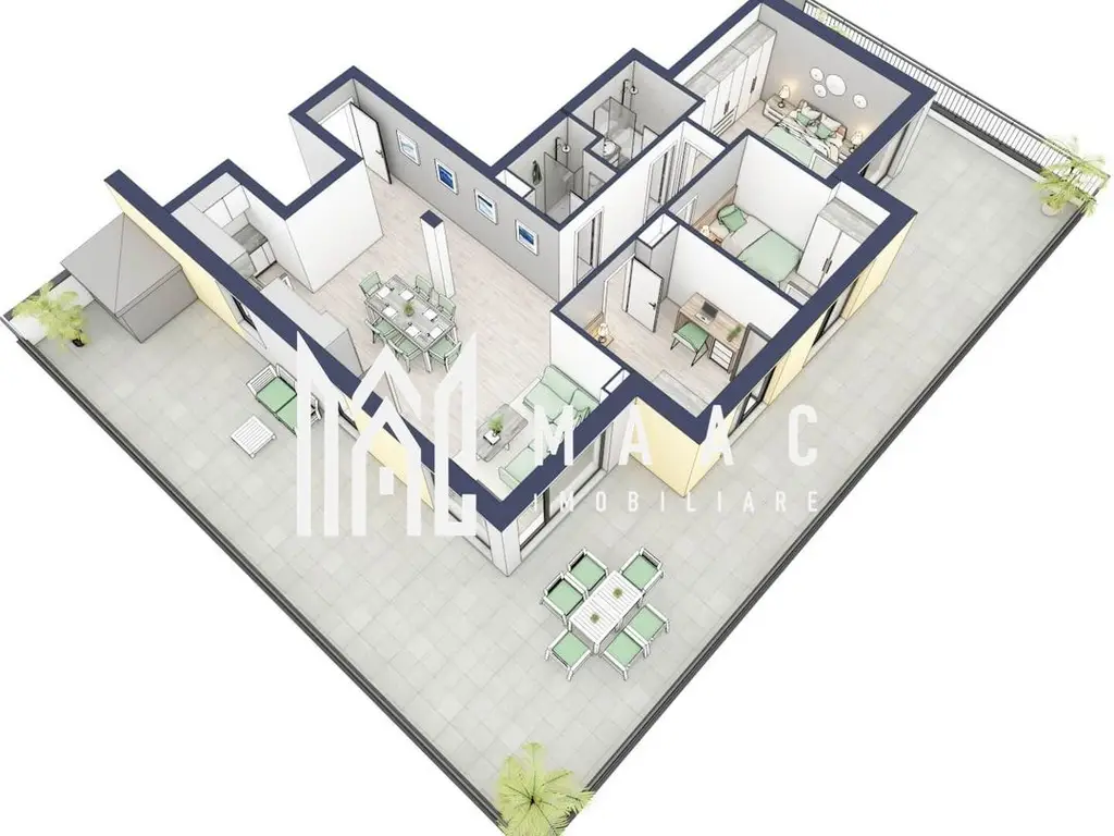 Penthouse 3 camere | Etaj 4 | Balcon 107.2 mp | Turnisor