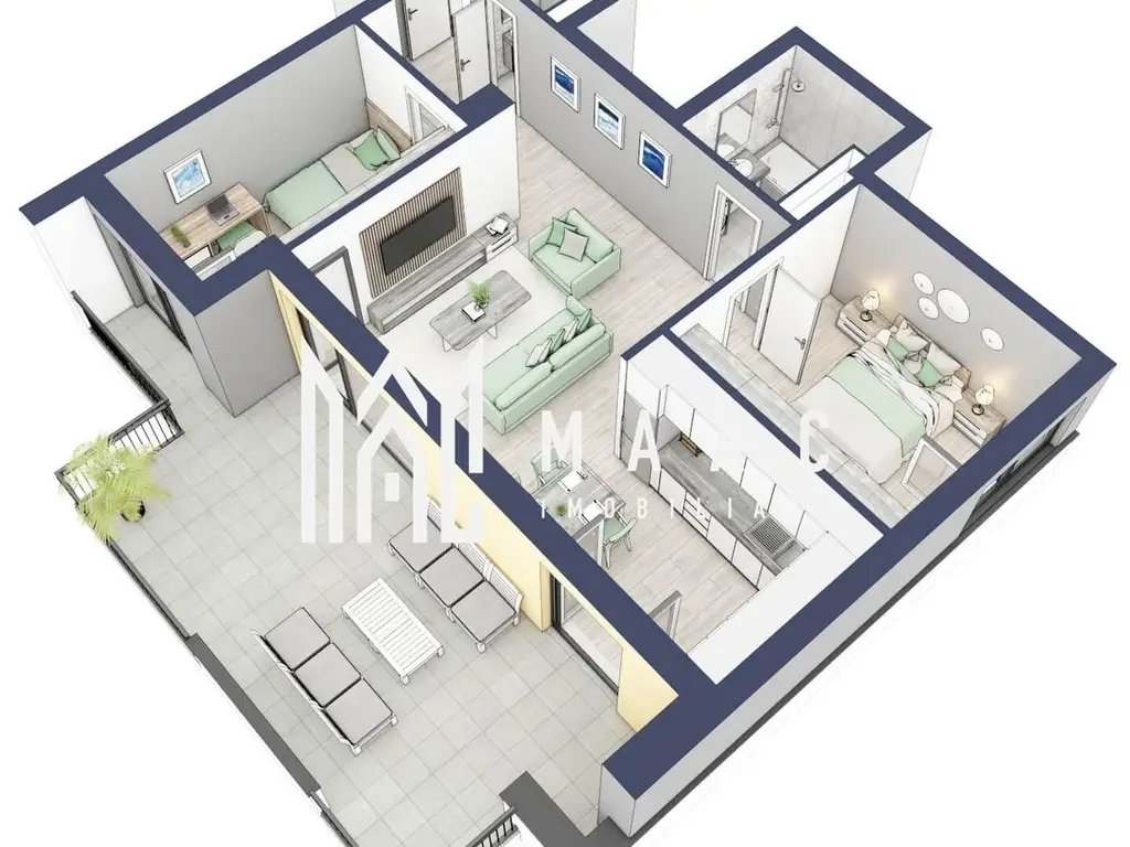 Apartament 3 camere | Balcon 27.3 mp | Etaj 3 | Turnisor