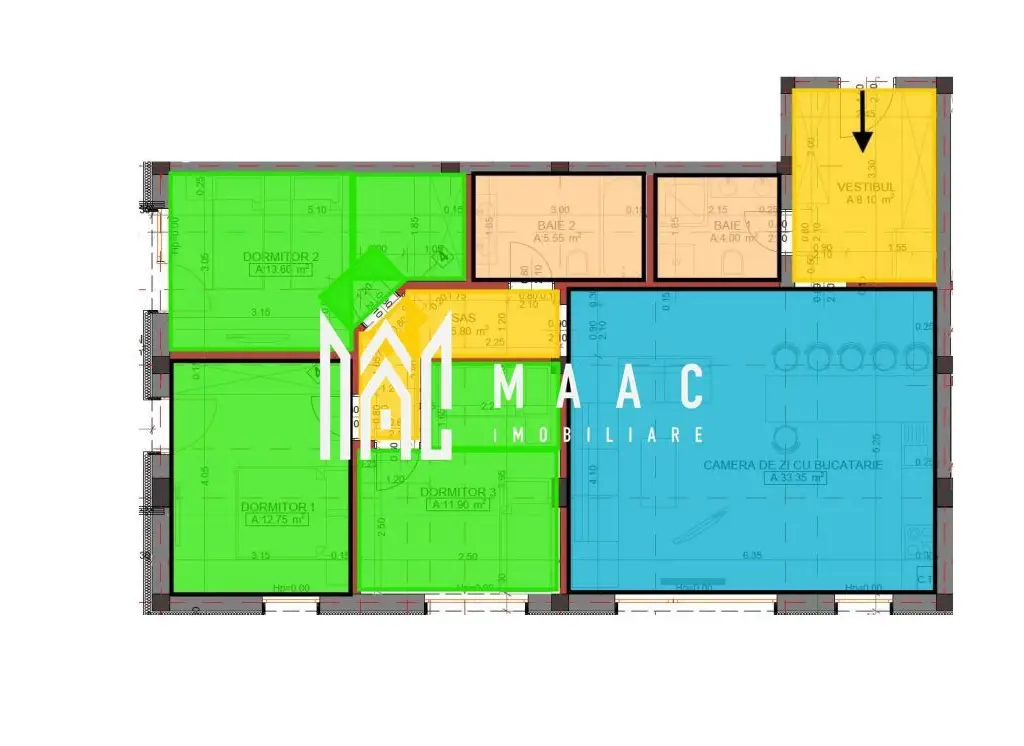Apartament 4 camere | 95,05 mp utili | Etaj 1 |  Arhitecților