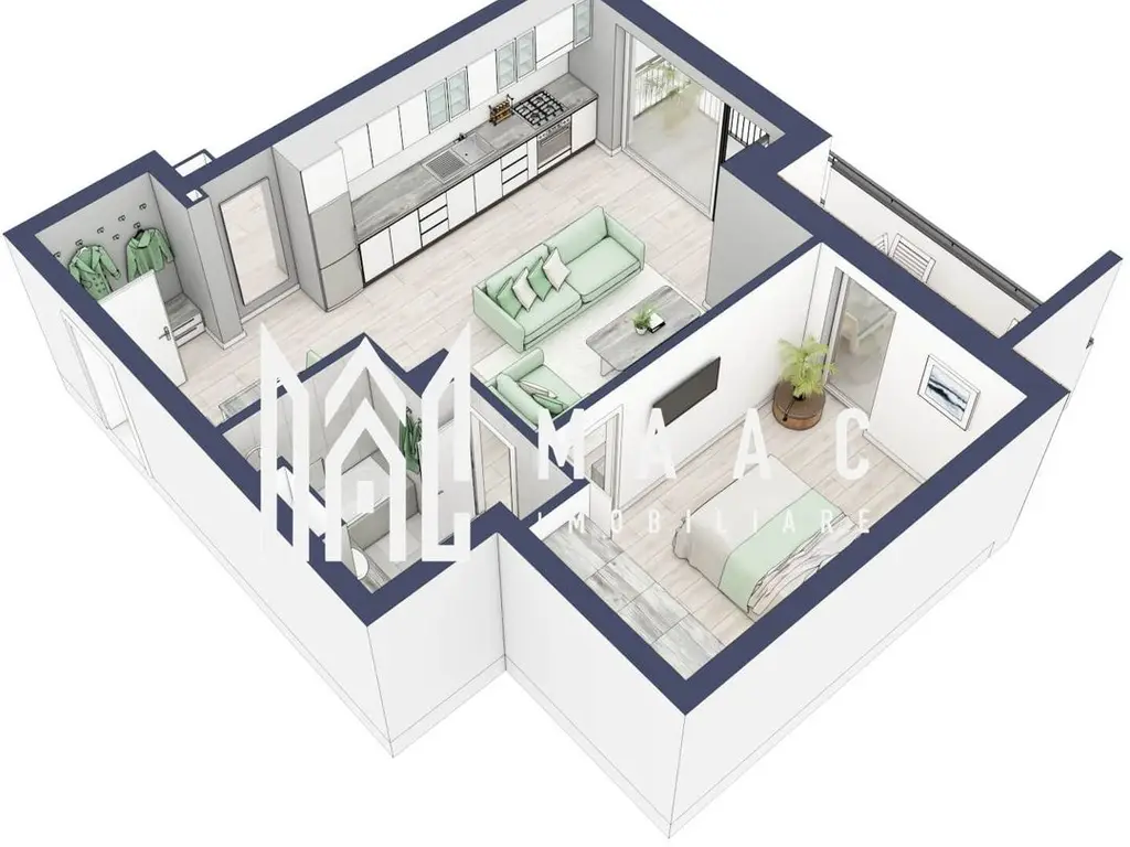 Apartament 2 camere | Etaj 1 | Balcon 9.5 mp | Turnisor