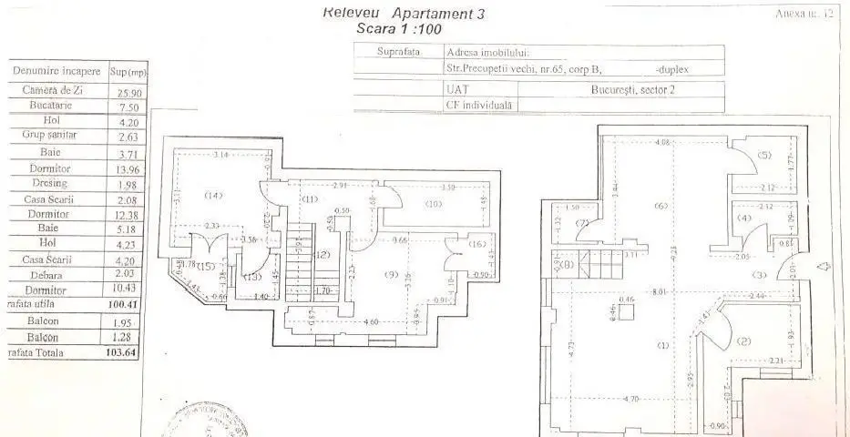 Duplex P+1 in bloc 2013 in Precupetii Vechi nr 65, 4 camere, curte