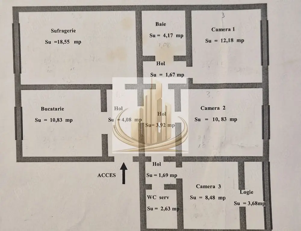 Apartament 4 camere decomandat, 82 mp, etaj 1, Aradului