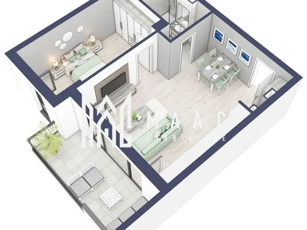 Apartament 2 camere | Etaj 3 | Balcon 10.7 mp | Turnisor