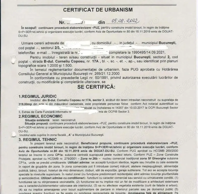 Teren constructii ultracentral de vanzare