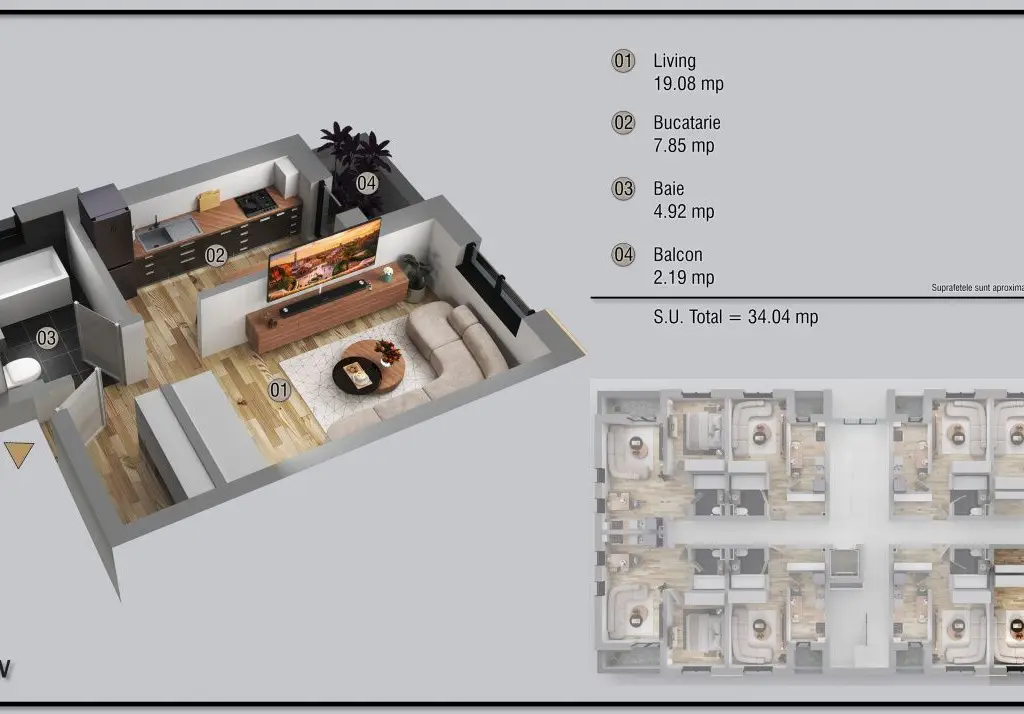 Garsoniera in zona Militari Residence finalizare aprilie 2026