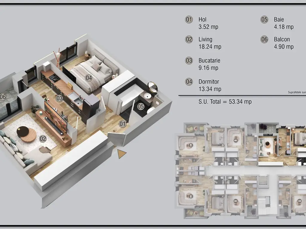 Apartament cu 2 camere iunie 2026 zona Militari Residence