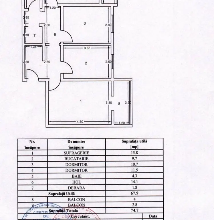 Apartament 3 camere de vânzare – Tineretului