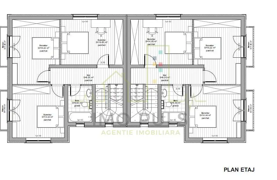 1/2 Duplex Spatios, GIROC. Decorativa la exterior - la gri la interior