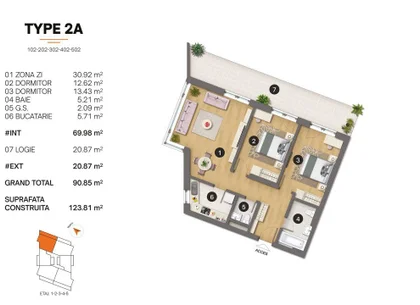 Tomis Plus - Celine Elegance - Vânzare apartament cu 3 camere, etaj 5.