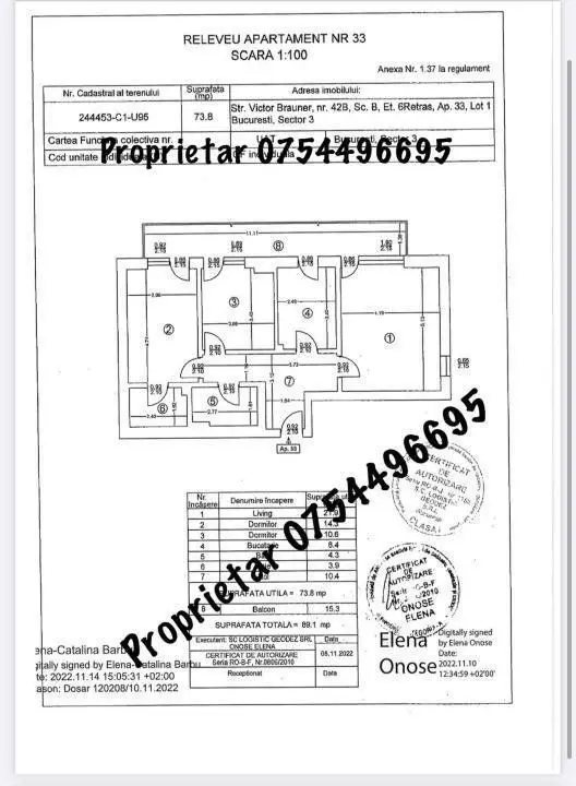 Apartament 3 camere , suprafata 90 mp, Zona Metrou N. Teclu - 155000 euro
