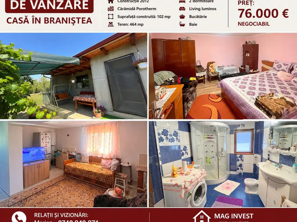Casă individuală de vânzare în Braniștea - Teren 464 mp -76000 euro