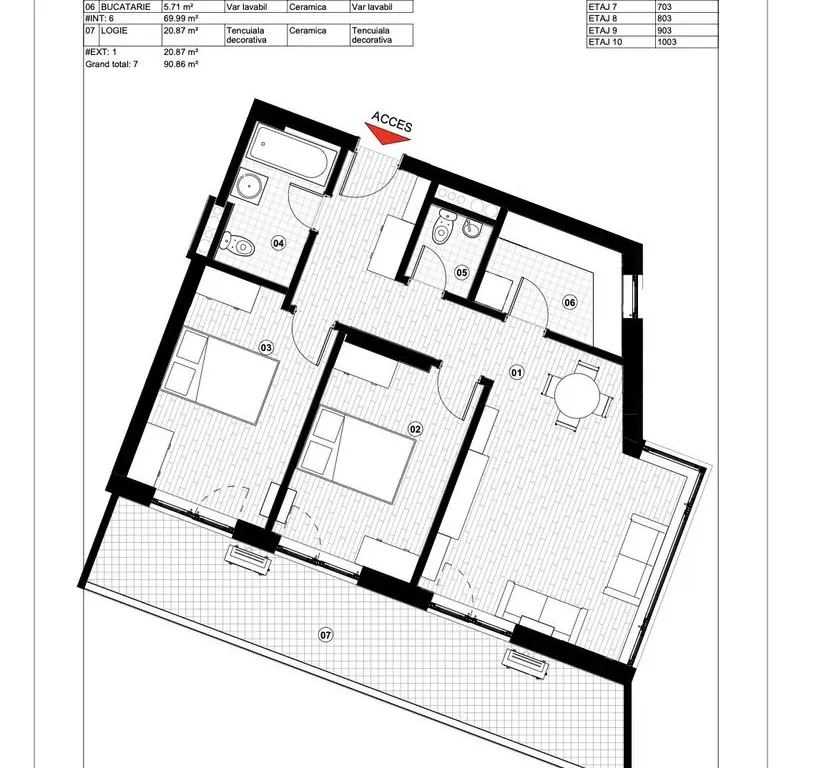 Tomis Plus - Celine Elegance - Vânzare apartament cu 3 camere, etaj 4.