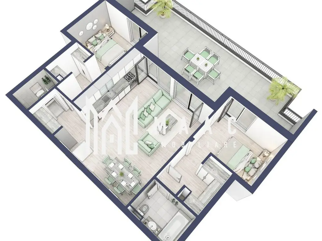 Penthouse 3 camere | Etaj 4 | Balcon 45.6 mp | Turnisor