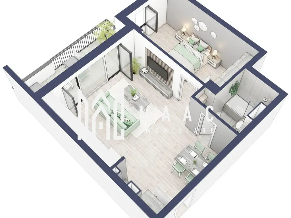 Apartament 2 camere | Etaj 3 | Balcon 10.7 mp | Turnisor