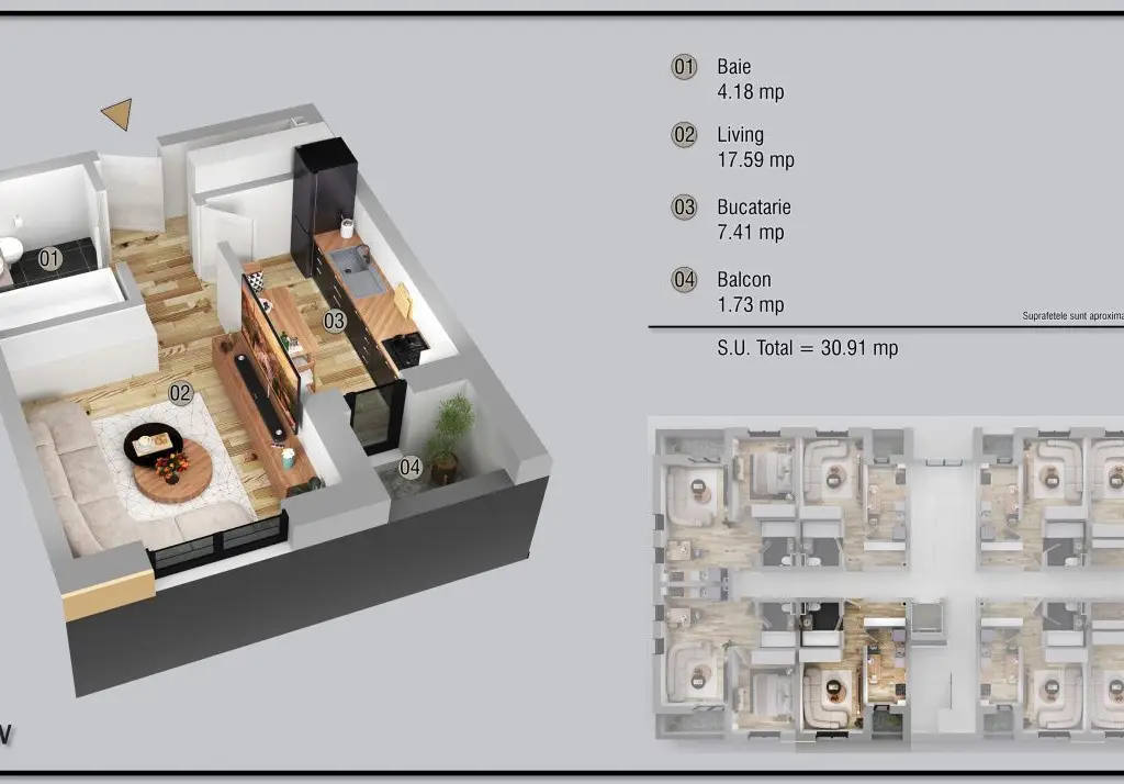 Garsoniera in zona Militari Residence finalizare aprilie 2026