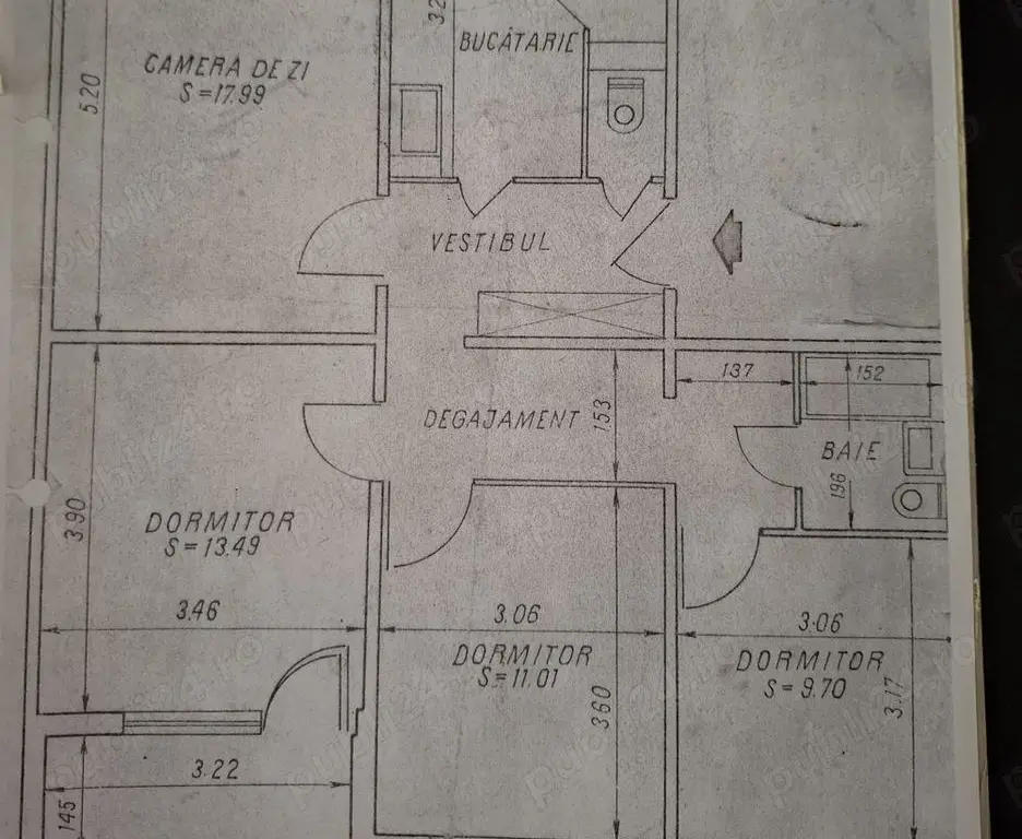 Apartament 4 camere, decomandat, 80.94 mp