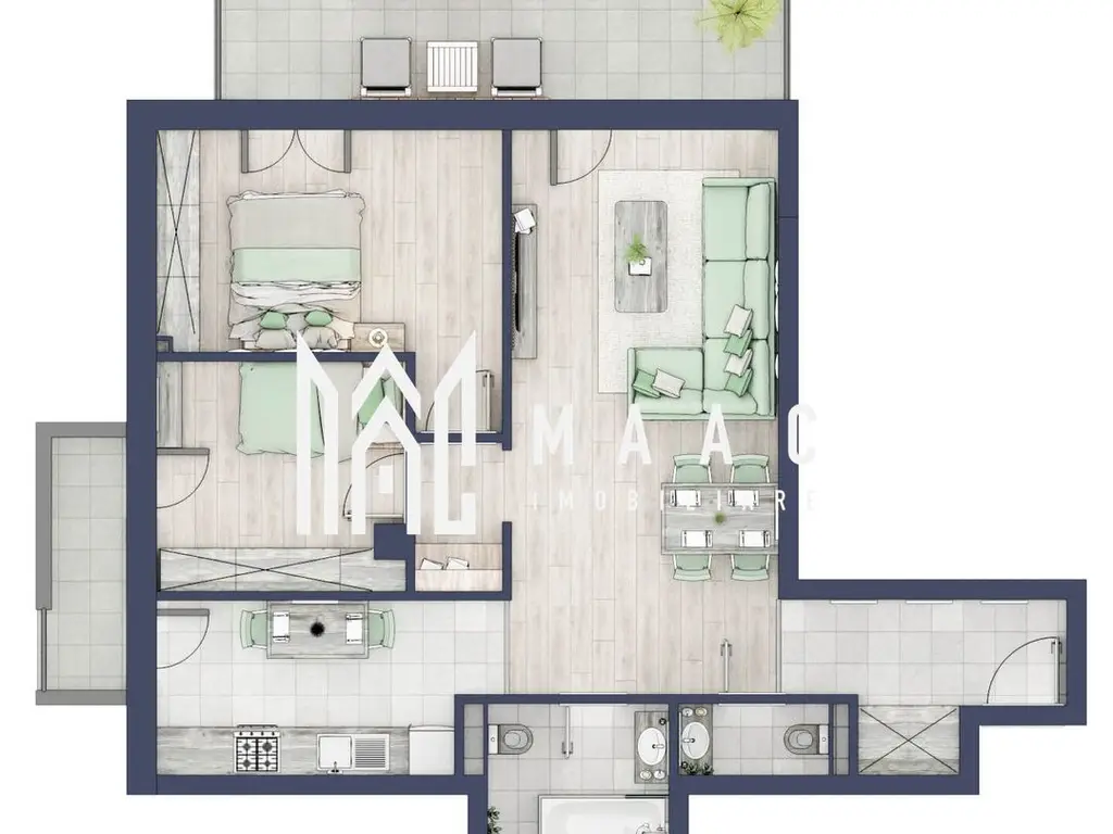 Apartament 3 camere | Balcoane 15.1 mp | Etaj 1 | Turnisor