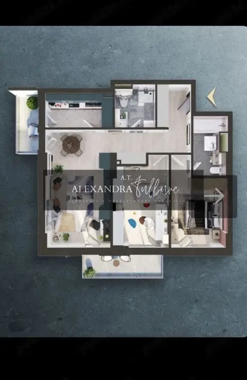 Apartament 3 camere decomandate, 2 bai, 2 balcoane, etaj intermediar