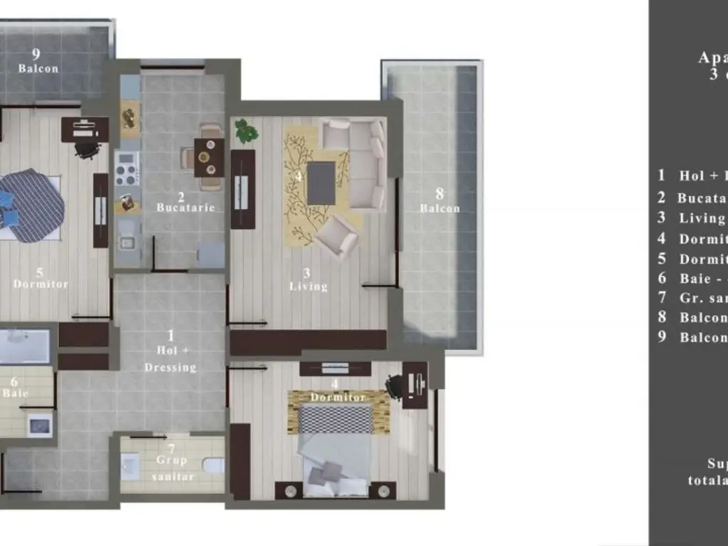 Apartament 3 cam. 85 mp Et. 3 de vanzare Soseaua Alexandriei