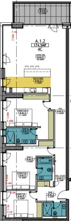 Stațiunea Mamaia - Vânzare apartament cu 4 camere, 3 bai cu vedere la mare.