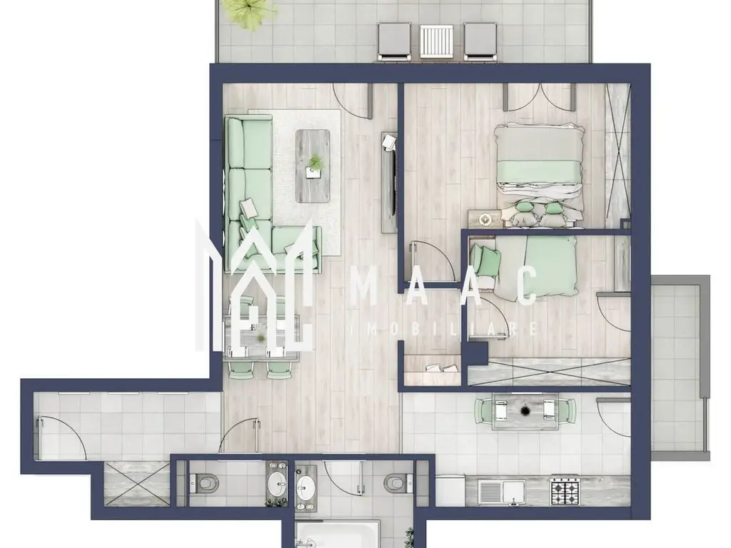Apartament 3 camere | Balcoane/Terase 31.7 mp | Gradina ca. 61mp | Turnisor