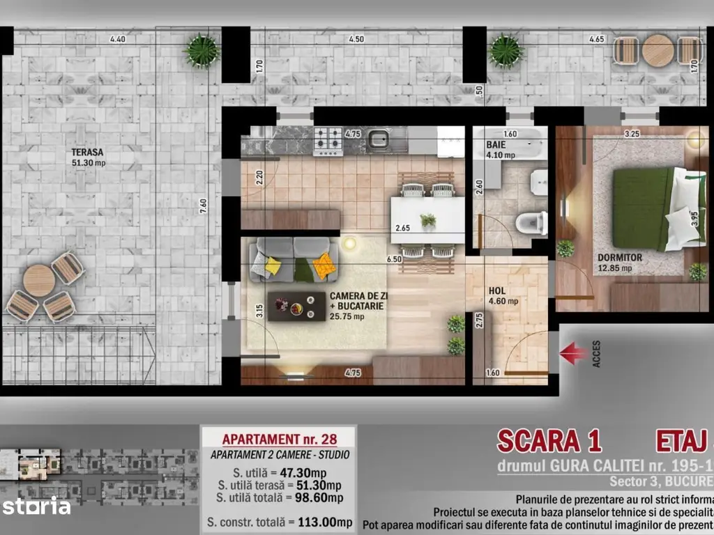 BRASADAS vinde Penthouse 4 cam spatios Metrou Parc Titan