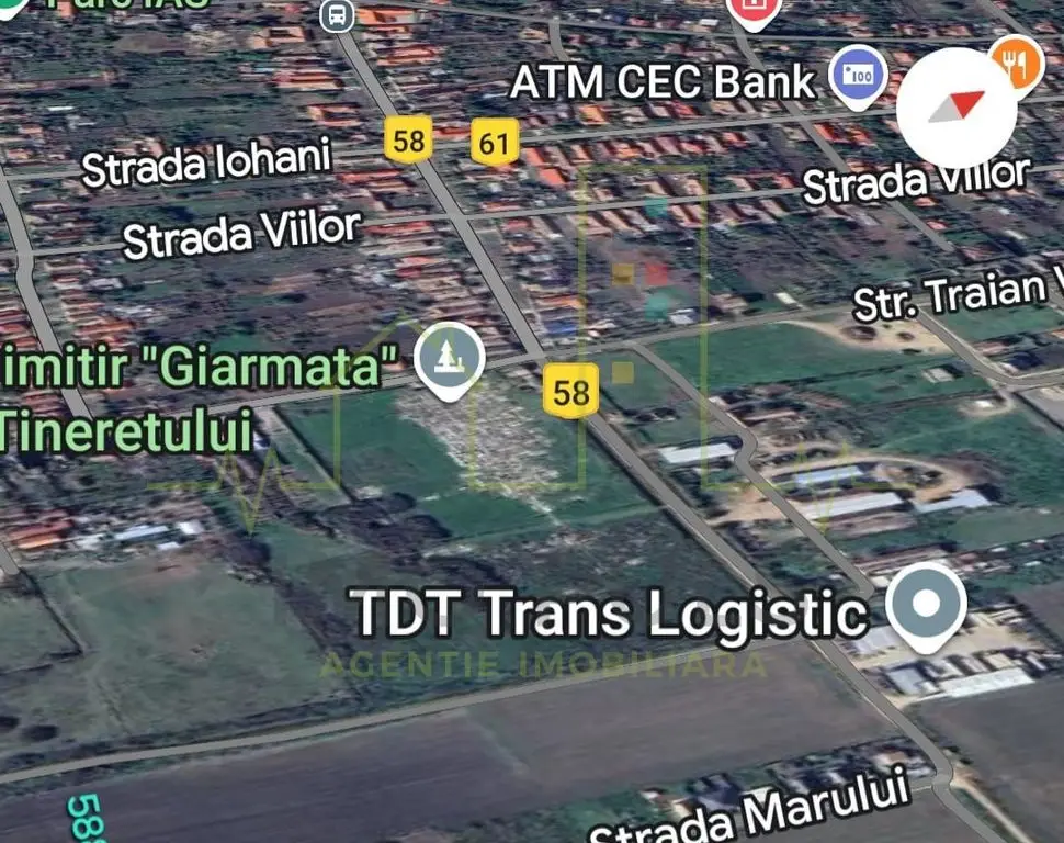 Teren in Giarmata. 588 mp. Front 18.5 m