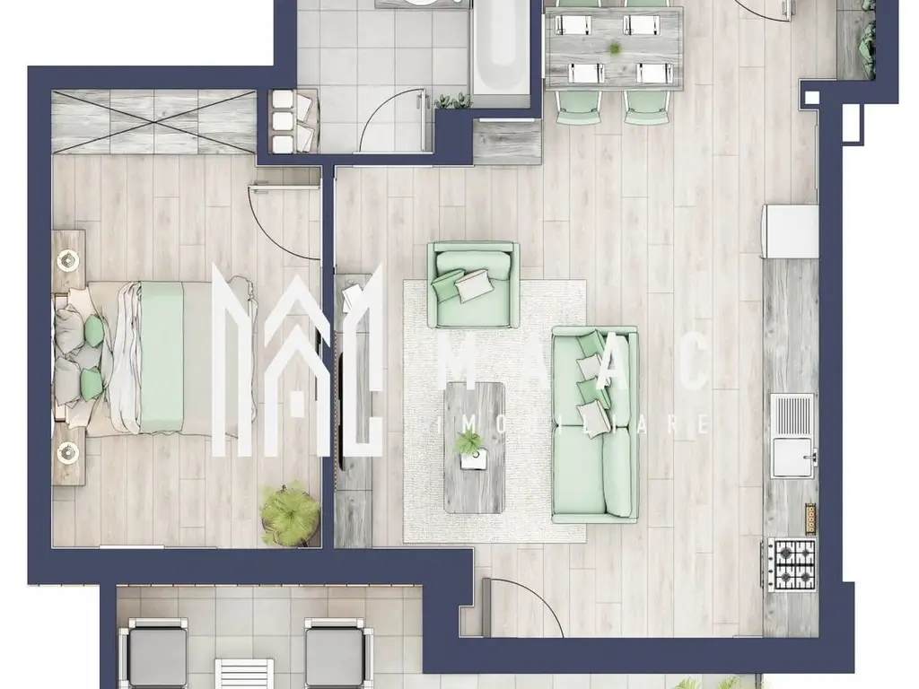 Apartament 2 camere | Etaj 1 | Balcon 9.5 mp | Turnisor