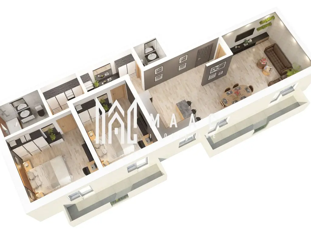 Apartament 3 camere | Constructie noua | Balcon | 78 MPU