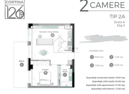 Apartament 2 camere Cortina 126 I Iancu Nicolae I Cambridge I COM 0%