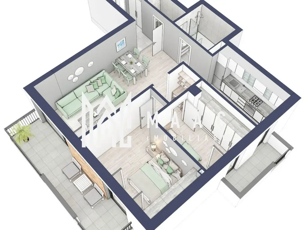 Apartament 3 camere | Balcoane 15.1 mp | Etaj 1 | Turnisor