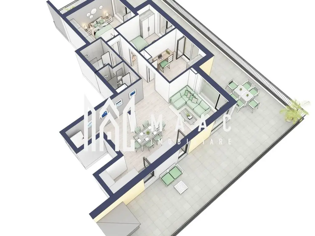 Penthouse 3 camere | Etaj 4 | Balcon 107.2 mp | Turnisor