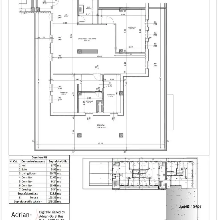 PENTHOUSE ULTRACENTRAL TRIPLA ORIENTARE 243 MP-PRET 278.000 EURO+TVA
