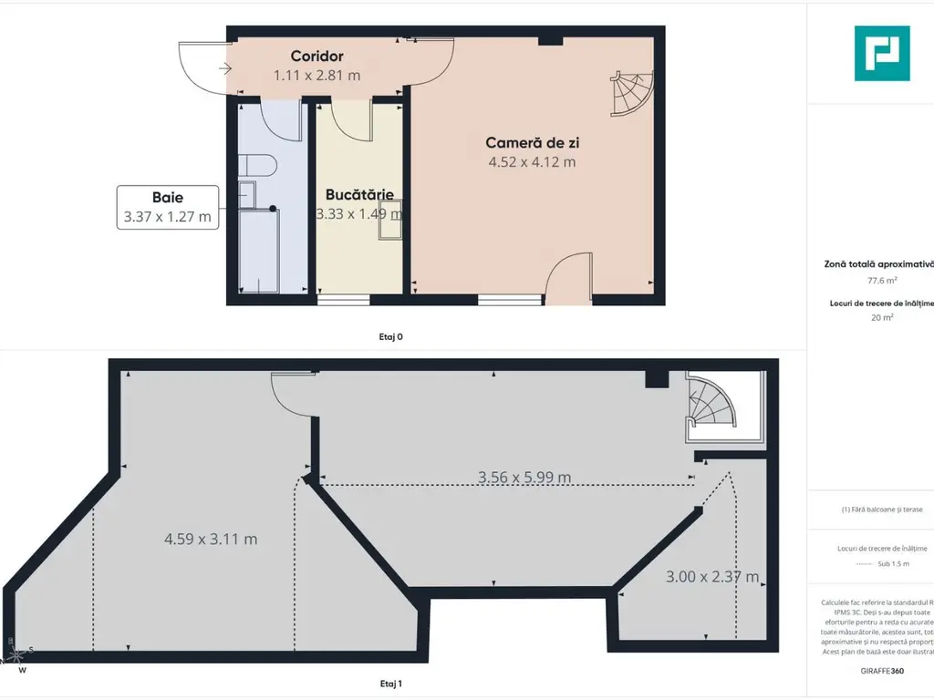 Apartament 1 cameră cu balcon și pod compartimentat | Dâmbovița, Timiș