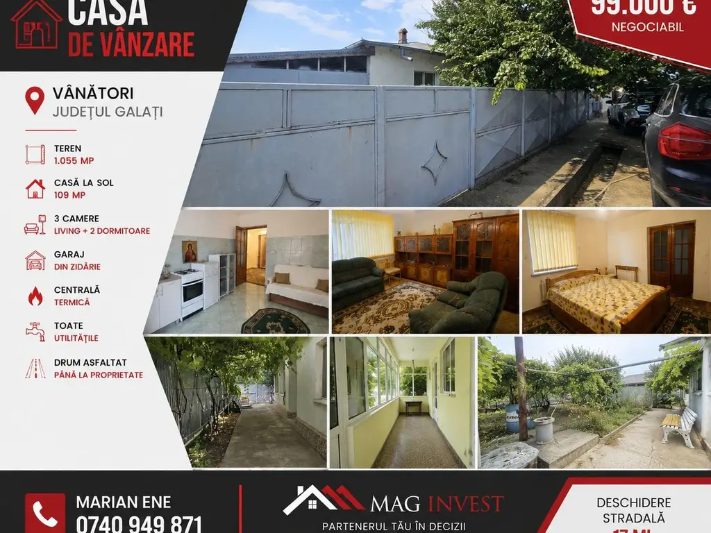 Casa la sol cu teren 1055 mp si livada - Vanatori, Galati