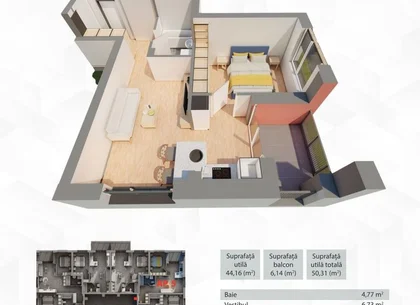 Apartament 2 camere, etaj 2, bloc R39, Ared City Arad
