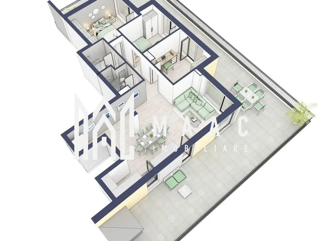 Penthouse 3 camere | Etaj 4 | Balcon 107.2 mp | Turnisor