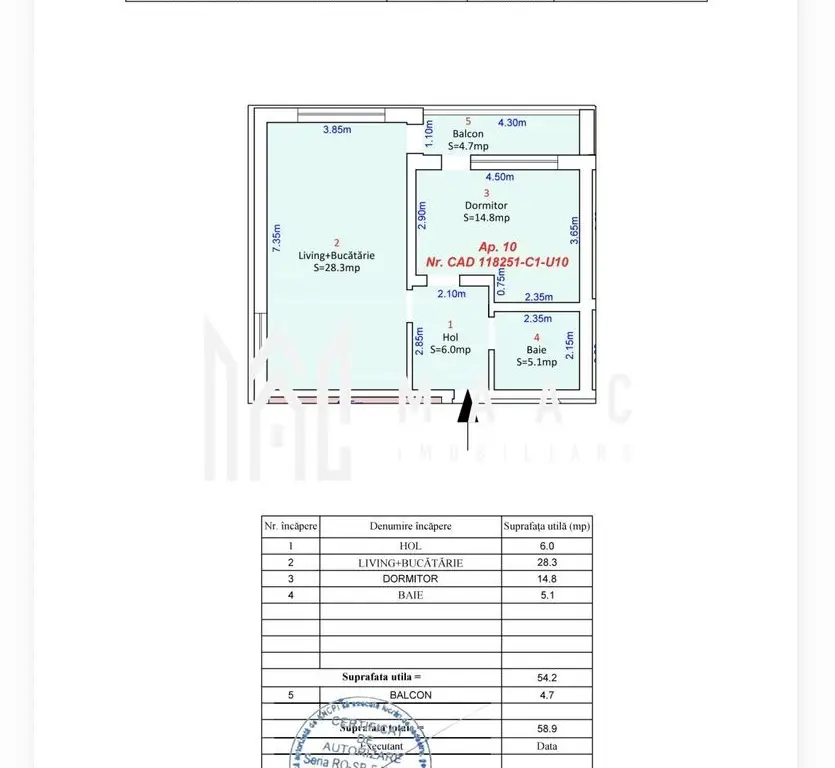 Apartament 2 camere I Etajul 1 I Balcon I Selimbar
