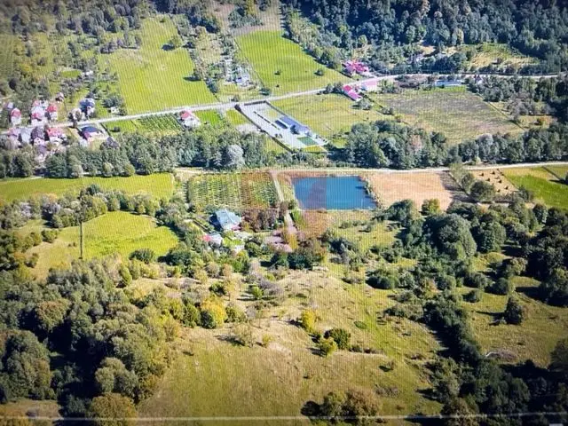 O proprietate de exceptie la Corbi, 18 ha, izvor, lac, pastravarie