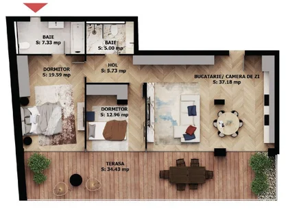 Apartament nou, 3 camere, 264 500 Euro. Comision 0.