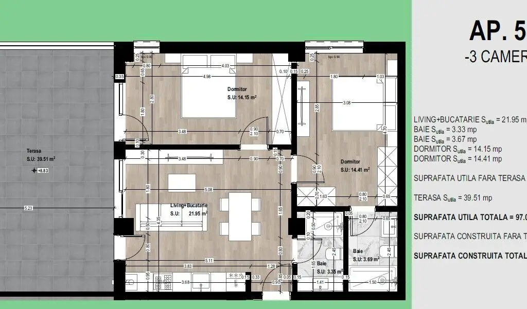 Apartament 3 camere + terasă 40 mp | Preț imbatabil în Otopeni