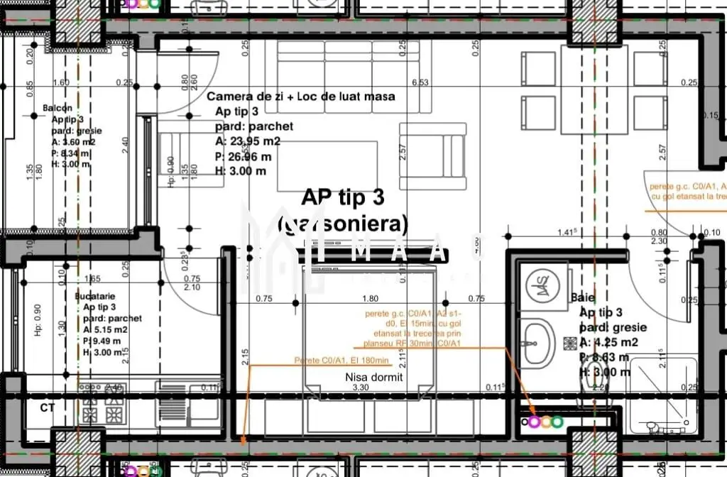 Apartament | 1 cameră | 50,95 MPU | Balcon | Veterani